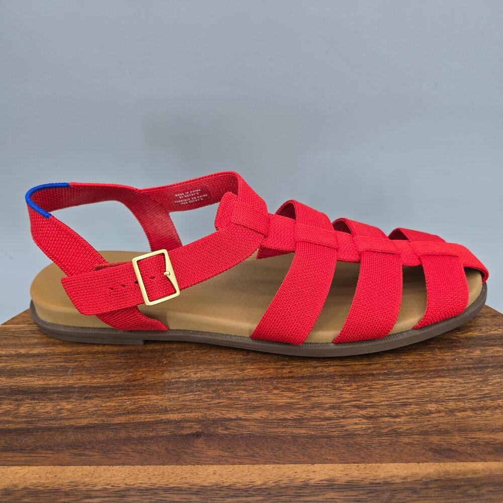 Rothy's The Fisherman Sandals Womens 12 Scarlet Red Knit Strappy Buckle Flat